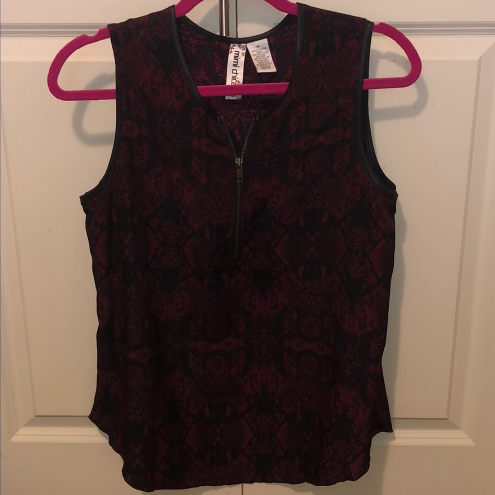 Red and black snake skin patterned top